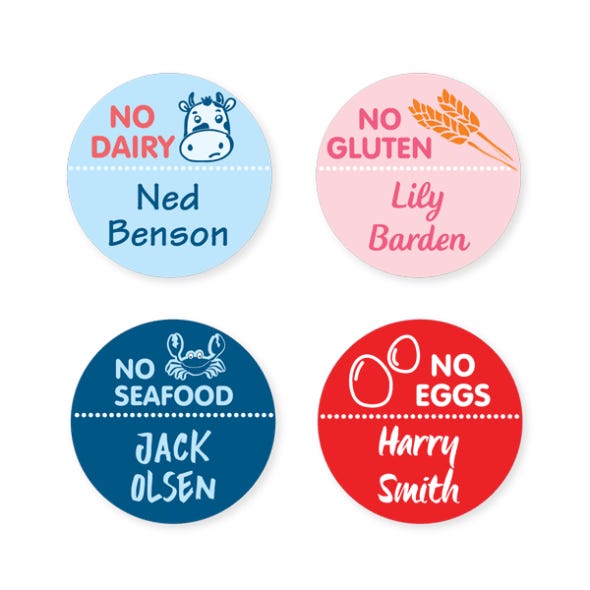 Personalised Allergy Name labels Stuck On You