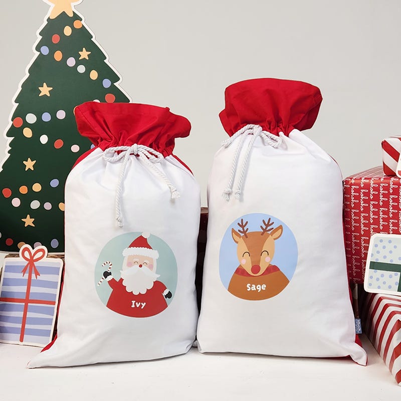 Personalised Santa Bag Festive Spacious for Christmas Gifts