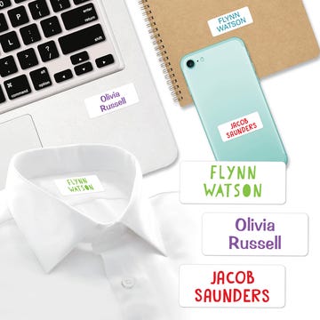 52 stick-on and iron on name labels in minimal designs perfect for teens.